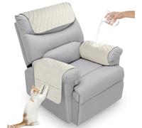 Upgraded Size 68*39cm Waterproof Nonslip Armchair Armrest Covers Creme | Armchair Covers for Arms Headrest, Sofa Arm Protectors with Side Pocket, Furniture Protector, Anti Pet Scratch Recliner Cover