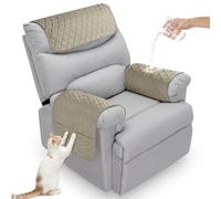 Upgraded Size 68*39cm Waterproof Nonslip Armchair Armrest Covers (Taupe) | Armchair Covers for Arms Headrest, Sofa Arm Protectors with Side Pocket, Furniture Protector, Anti Pet Scratch Recliner Cover