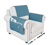 Upgraded Size Sectional Sofa Headrest Cover, Waterproof Anti-slip Chaise Lounge Armrest Cover,L Shaped Sofa Headrest Protector Covers for Sofa Slipcovers (Grey Blue,1 Seater - 3 Piece set)