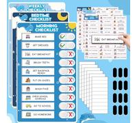 Upgraded Slider 3 in 1 Bedtime/Morning/Weekly Routine Chart for Kids, Magnetic Chore Chart for Kids with 99 Stickers, Cute Visual Schedule for Kids with Autism, ADHD Tools for Kids