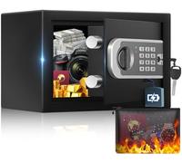 [UPGRADED] Small Safe Box for Home, 0.30 Cuft Mini Safes with Fireproof Waterproof Bag, Digital Money Safe with Programmable Keypad Spare Keys, Security Cash Box for Money Valuables