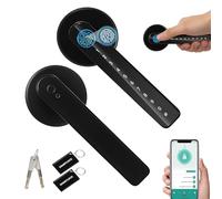 Upgraded Smart Door Lock - 6 in 1 Fingerprint Door Lock, Keyless Entry Lock | Bedroom door lock with APP/IC Card/NFC/Passcode/Key/Fingerprint, Single Side Smart Door Handle for Home, Bedroom, Hotel