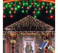 Upgraded Solar Christmas Lights,304 LED Outdoor Christmas Decorations 8 Modes Waterproof Solar Powered String Lights for Patio Yard Garden Wedding Party House Xmas Tree Roof Decorations(Red and Green)
