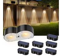 Upgraded Solar Fence Lights Outdoor 8 Pack with Spot Lensed, Warm White, Cold White & RGB 8 Fixed Colors Bright Fence Lights, Waterproof Color Glow Lights for Fence Wall Step Deck Railing Patio