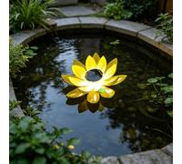 Upgraded Solar Floating LED Lotus Lights, Waterproof Color Changing Water Lily Pool Lamps, Auto On/Off Floating Pond Lights for Garden Patio Fountain Outdoor Water Decor (Yellow / 1PC / 2 Lotus Leaf)