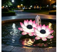 Upgraded Solar Floating LED Lotus Lights, Waterproof Color Changing Water Lily Pool Lamps, Auto On/Off Floating Pond Lights for Garden Patio Fountain Outdoor Water Decor (Pink / 2PC / 2 Lotus Leaf)