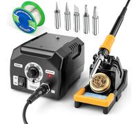 Upgraded Soldering Station Kit - Fast Heating with ESD Safe Design, 5 Replaceable Soldering Iron Tips & 63.5oz Sturdy Construction - for Electronics Repair, DIY & Home Welding