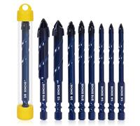 Upgraded SONCHIE Serrated Masonry Drill Bit Set - 1/4 to 9/16 Inch 8-Piece Set Industrial & HouseholdDrill Bit Set for Concrete/Tile/Glass/Brick/Ceramic/Plastic/Wood