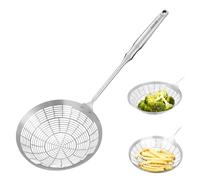 Upgraded Stainless Steel Spider Strainer Skimmer Ladle for Cooking and Frying, Kitchen Utensils Wire Strainer Pasta Spoon (L)
