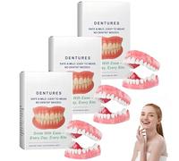 Upgraded Thermo-Adaptive Smart Full Denture Set, Customized Use Silicone Reline Kit for Dentures, Natural-Looking Teeth, Comfort-Fit, Waterproof Full Mouth (3 PCS)