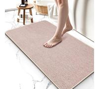 Upgraded Thin Bathroom Rugs, Bath Mat Super Absorbent, Bath Rugs Rubber Backing Non-Slip, Quick Dry Machine Washable, Cozy Cloth Bathroom Mat fit Under Door/Sink/ Bathtub/Area Rug Sets 24''x36''-Biege