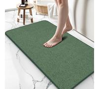 Upgraded Thin Bathroom Rugs, Bath Mat Super Absorbent, Bath Rugs Rubber Backing Non-Slip, Quick Dry Machine Washable, Cozy Cloth Bathroom Mat fit Under Door/Sink/ Bathtub/Shower/Kids 19''x30''-Green