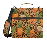 Upgraded tropical leopard print wallpaper, 3 rings, zipper with shoulder strap and handle, includes zipper pocket, organizer for school and office