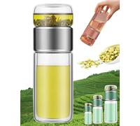 Upgraded Tryteava Glass Infuser 2026 NewTryteava Teava 3-in-1 Smart Tea Infuser,Double Wall Borosilicate Tea Cup with Built-in Strainer,Portable Loose Leaf Tea Maker for Travel (Silver, 9.5oz)