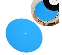 Upgraded Turntable Mat, 12 Inch Premium Rubber Universal Record Platter Slipmat with Grooves, Record Player Mat for Players Reduce Noise Tighter Bass Quality (Blue)