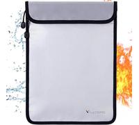 Upgraded Two Pockets Fireproof Document Bag (2000℉), 15”x 11” Waterproof Fireproof Money Bag for Cash with Zipper, Important Document Storage Organizer for Valuables, Legal Documents Safe (Blue)