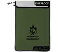 Upgraded Two Pockets Fireproof Document Bag (2000℉), andyer 15”x 11”Waterproof Fireproof Money Bag for Cash with Zipper, Important Document Storage Organizer for Valuables, Legal Documents Safe