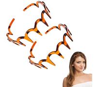 Upgraded U Shape Fashion Tooth Hair Comb Headband, 2025 New Zig Zag High Cranium Head Bands for Women's Hair, Reversible Korean Headbands with Teeth for Women Girls (Amber 2 Pcs, 1 Count (Pack of 2))