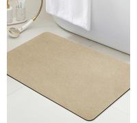 Upgraded Ultra Thin Bath Mat, Microfiber Short Pile Quick Dry Ultra Absorbent Bathroom Rugs, Non Slip Thin Bath Mats Fit Under Door, Machine Washable Rug for Bathroom, Light Khaki/Granular/32"x20"