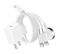 Upgraded USB C Watch Charger, 3-in-1 Magnetic Fast Charging Cable for iPhone and iWatch 6ft and C Wall Outlet for Apple Watch Series SE/8/7/6/5/4/3/2/1 and iPhone 14/13/Airpods-Black-White