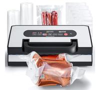 Upgraded Vacuum Sealer for Liquid, SEATAO 90Kpa Vacuum Sealer Machine for Dry/Moist/Liquid Food, Easy-Lock Handle, Double Heat Seal, Built-in Cutter and Bag Storage & Removable Drip Tray