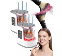 Upgraded Vellura Makeup Brush Cleaner Machine Solution, Automatic 3 in 1 Electric Makeup Brush Cleaner with Makeup Brushs Dryer Portable & Removable Set for All Size Beauty (2 Pcs)