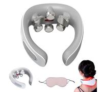Upgraded Version 3.0 Neck Massager, 6-Head Portable Neck Massager with Heat/Voice, 5 Intensity Levels & Vibration Modes, Unisex Improve Sleep Quality for Home, Office