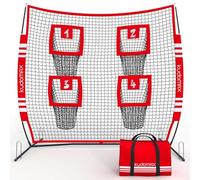 (Upgraded Version) 6 x 6ft Kids Football Throwing Net with 4 Pockets, Improves Accuracy and Power, Quarterback Training Equipment Featured with Stable Base & Non-Slip Bow Legs by Thick Rubber Cover