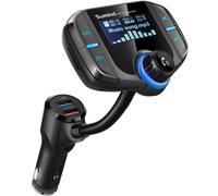 (Upgraded Version) Car Bluetooth FM Transmitter, Wireless Radio Adapter Hands-free Kit with 1.7 Inch Display, QC3.0 and Smart 2.4A USB Ports, AUX...