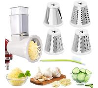 Upgraded Version - Cheese Grater Slicer Shredder Attachments for All KitchenAid Stand Mixers, Food Slicers Salad Maker Accessory Vegetable Chopper with 4 Blades Dishwasher Safe