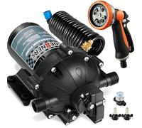 [Upgraded Version] Fresh Water Pump with Spray Gun, 12V DC Water Pump, 6.5GPM 70PSI Five Chamber Self-Priming Diaphragm Water Pump with Heavy Duty Pressure Switch and Strainer