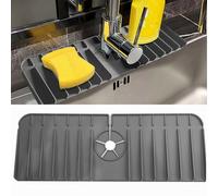 (Upgraded version-grey) Upgrade Silicone Faucet Mat Kitchen Sink Bathroom Faucet Water Catcher Mat Drip