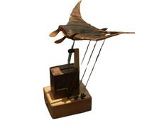 Upgraded Version Handmade Wooden Electric Bionic Manta Ray Ornament, Mechanical Automaton with Lifelike Swimming Motion for Home Desk Decor