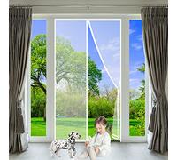 [Upgraded Version] Magnetic Screen Door 125 x 200 cm with Durable Fiberglass Mesh Curtain and Full Frame Hook & Loop Fits Door Size up to White