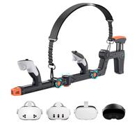 Upgraded VR Gun Stock Compatible with Quest 3S/3/2/Pro, Adjustment Gunstock Magnetic Accessories for Quest 3s, Controller Grips with Shoulder Straps, Realistic FPS Gaming (Black)