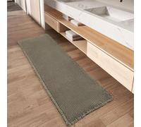 Upgraded Waffle Bath Mat Non-Slip: 61x122 cm Bath Mats for Bathroom Floor - Super Absorbent Bathmat -Extra Soft Quick Dry Bathroom Mat Machine Washable Bath Matt Brown Anti Slip Bath Rugs