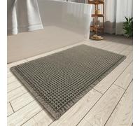 Upgraded Waffle Bath Mat Non-Slip: 61x92 cm Bath Mats for Bathroom Floor - Super Absorbent Bathmat -Extra Soft Quick Dry Bathroom Mat Machine Washable Bath Matt Brown Anti Slip Rugs