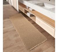 Upgraded Waffle Runner Rug, Super Absorbent Non-Slip Bath Mat, Machine Washable with Tassels, Ideal for Bathroom, Hallway, Bedroom, Laundry Room, Brown, 2'x6'