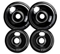 【UPGRADED】WB31M20 WB31M19 Porcelain Range Burner Drip Pan Bowls Fit for G-E Hot-point Electric Stove Includes 2 x 8-Inch and 2 x 6-Inch Drip Pans(Black) by Cenipar