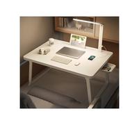 Upgraded White Lap Desk with Integrated Lamp - Laptop Bed Desk & Tray Table 60x40cm Perfect for Home Office Study Gaming and Easy Storage Solutions