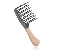 Upgraded Wide Tooth Comb for Curls, Detangling Comb with Double Row Wavy Tooth for Curly/Wavy/Thick/Long/Wet & Dry Hair, Detangler Hair Brush Large Tooth Shower Hair Comb for Women Girl Men (Gray)