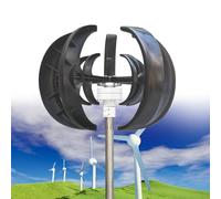 Upgraded Wind Vertical Axis Turbin Generator, 12000W 12V/24V 5 Blade Horizontal Wind Power Generator Kit, 30A MPPT Controller, for Home, Boat, Marine, Monitoring(Black,24V)
