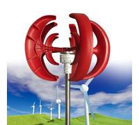 Upgraded Wind Vertical Axis Turbin Generator, 12000W 12V/24V 5 Blade Horizontal Wind Power Generator Kit, 30A MPPT Controller, for Home, Boat, Marine, Monitoring(Red,24V)