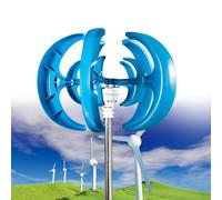 Upgraded Wind Vertical Axis Turbin Generator, 12000W 12V/24V 5 Blade Horizontal Wind Power Generator Kit, 30A MPPT Controller, for Home, Boat, Marine, Monitoring(Blue,24V)