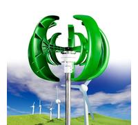 Upgraded Wind Vertical Axis Turbin Generator, 12000W 12V/24V 5 Blade Horizontal Wind Power Generator Kit, 30A MPPT Controller, for Home, Boat, Marine, Monitoring(Green,24V)