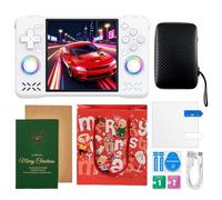 Upgraded XF40H Handheld Game Console - 128GB Retro Gaming Console with 4.0" 4K IPS Screen, 20,000+ Preloaded Classic Games, Open Source Linux System Gift with Christmas Card & Gift Box (White Set)