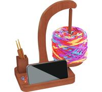Upgraded Yarn Holder for Knitting and Crocheting,Magnetic Twirling Mechanism Yarn Spinner with Crochet Accessories Storage and Phone Stand,Yarn Ball Holder for Knitting Lovers（Bamboo Pine Wooden）