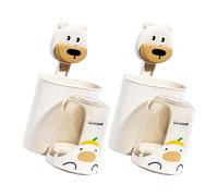 Upgrades Wall Mounted Toothbrush & Cup Holder for Kids Easy Installs Multiple Use Bathroom Organizes Cup Stand Wall Mounted Organizes