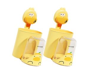 Upgrades Wall Mounted Toothbrush & Cup Holder for Kids Easy Installs Multiple Use Bathroom Organizes Cup Stand Wall Mounted Organizes