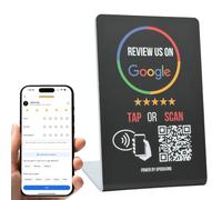 Upgraving Review Tap Stand - Reusable Smart NFC Card with QR Code for Instant Reviews - Boost Your Business, Store & Shop Reviews Quickly - Compatible with iPhone & Android (1 Stand, Black)